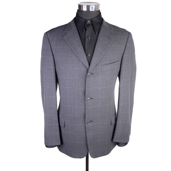 Pull Pal Zileri Mens 2 Piece Suit Wool Gray Check Jacket Size 42R Pants 34X28 - Picture 2 of 16